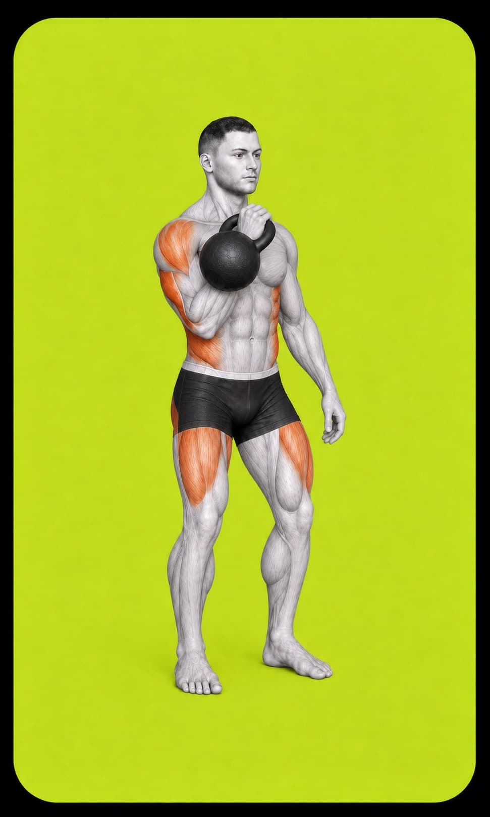 The secure rack and shallow dip of a one-arm kettlebell push press.